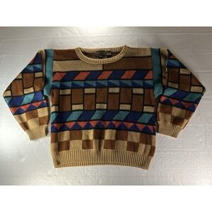 VTG 1980's Abvien Color Block‎ Sweater Women's Medium Retro Geometric Pullover